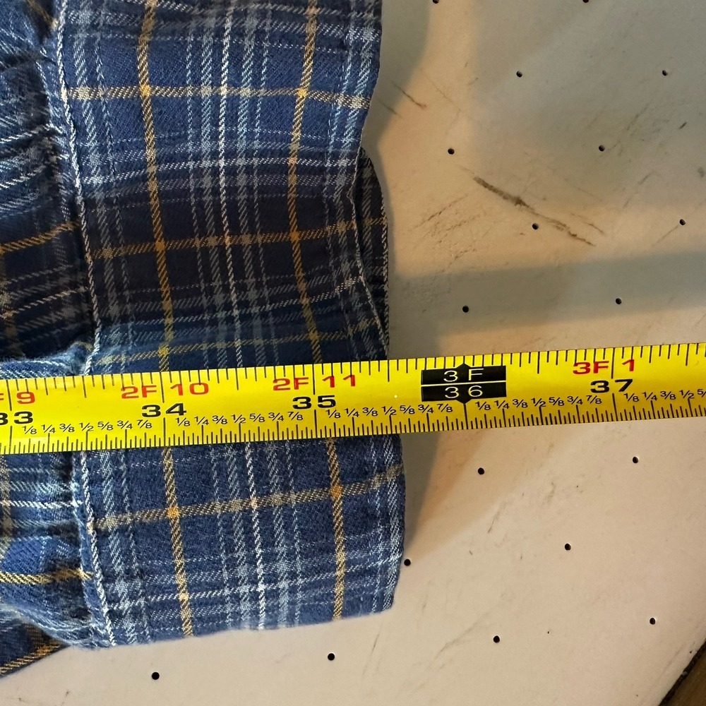 Ralph Lauren Jeans Co Button Down Flannel XXL Blue Yellow Plaid Shirt Excellent - Picture 10 of 10